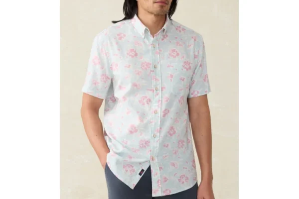 Faherty Short-Sleeve Breeze Shirt - Clear Waters Blossom