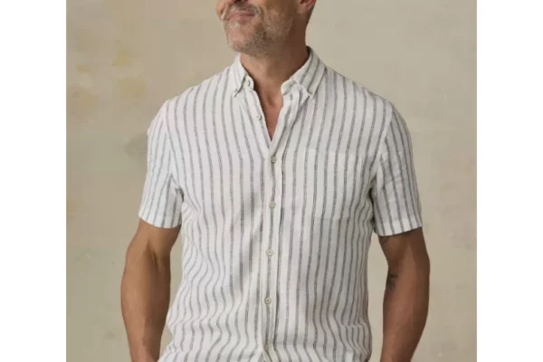 Faherty Short-Sleeve Breeze Shirt - Moonlight Stripe