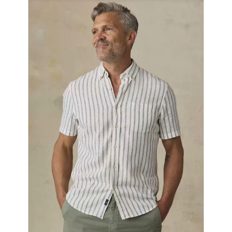 Faherty Short-Sleeve Breeze Shirt - Moonlight Stripe