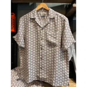 Faherty Short-Sleeve Palma Linen Camp Shirt - Shore Sun Woodblock