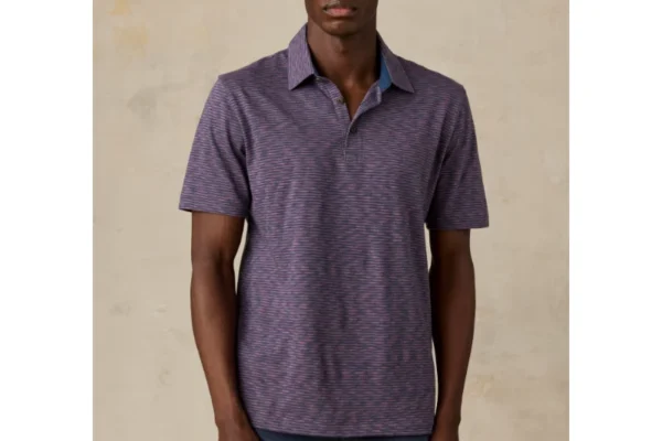 Faherty Sunwashed T-Shirt Polo - Dune Stripe Nightfall