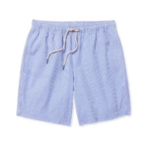 Fair Harbor Bayberry Swim Trunks - Light Blue Seersucker