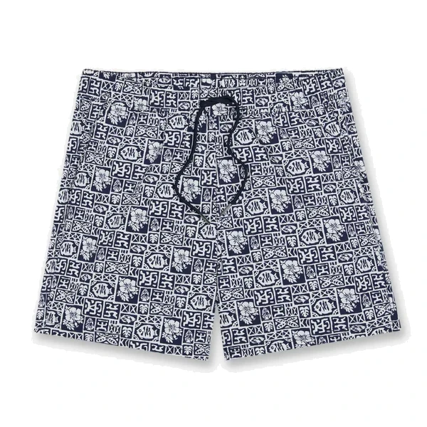 Fair Harbor Bungalow Swim Trunks - Navy Sea Tiles