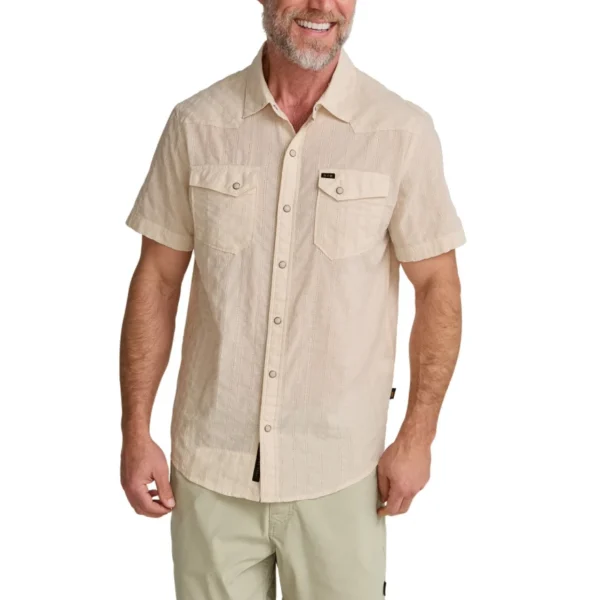 Howler Bros H Bar B Snapshirt - Eyelet Stripe: Off White
