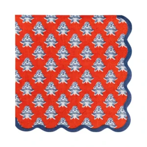 My Mind's Eye - Red Block Floral Paper Cocktail Napkins, Pack of 24