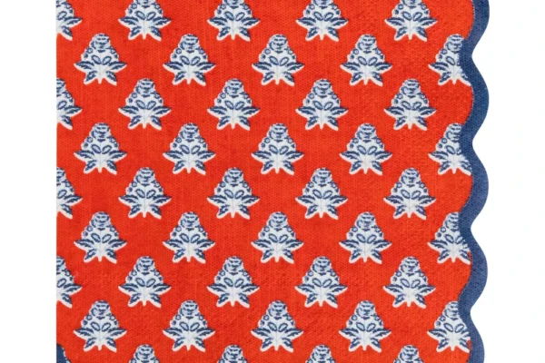 My Mind's Eye - Red Block Floral Paper Cocktail Napkins, Pack of 24