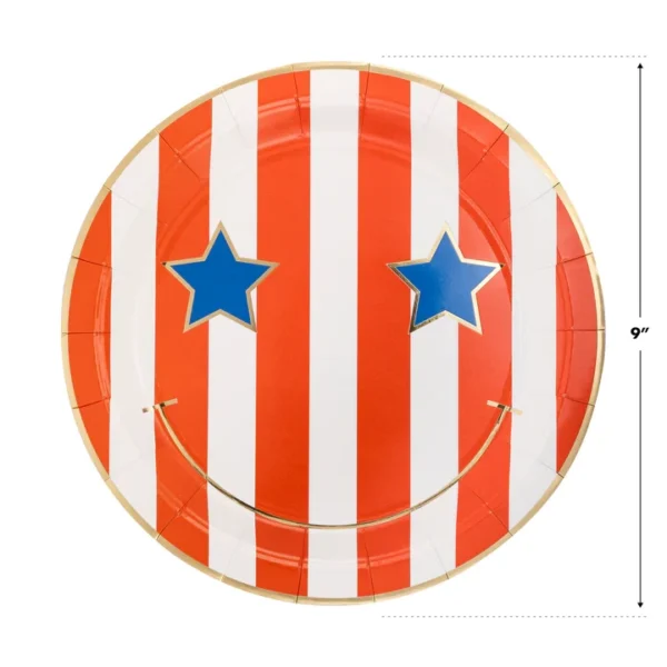 My Mind's Eye - Star & Stripe Smiley Paper Plates, Set of 8