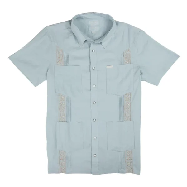 Sendero Caballero Guayabera - Guitar Stripe: Faded Blue/Cream