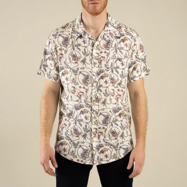 Sendero City Slicker Short Sleeve Shirt - High Lonesome: Ivory/Navy