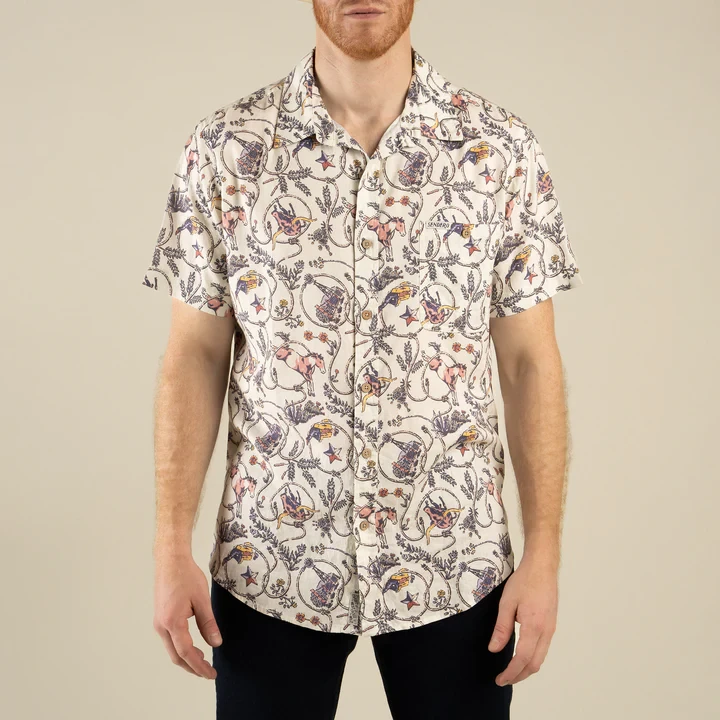 Sendero City Slicker Short Sleeve Shirt - High Lonesome: Ivory/Navy