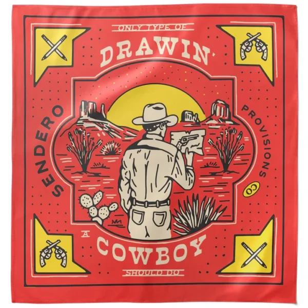 Sendero Drawin' Cowboy Bandana - Red