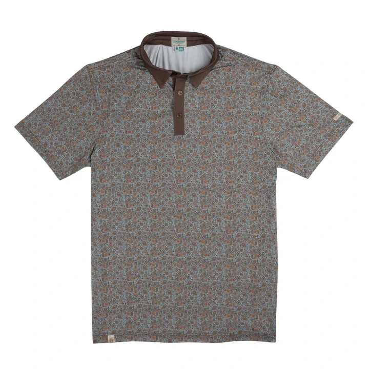 Sendero High Noon Performance Polo - Wildrose Paisley: Sky Blue