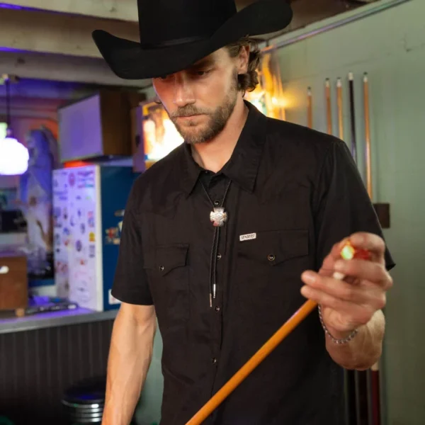 Sendero The Wyatt Pearl Snap Short Sleeve Solid Shirt - Black