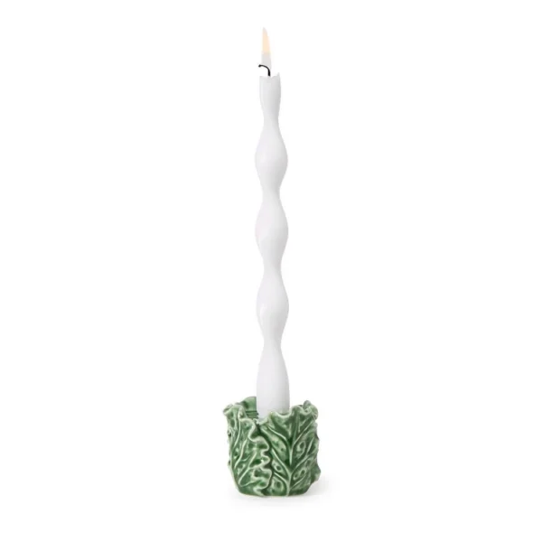 Two's Company Cruciferous Leaf Taper Candleholder