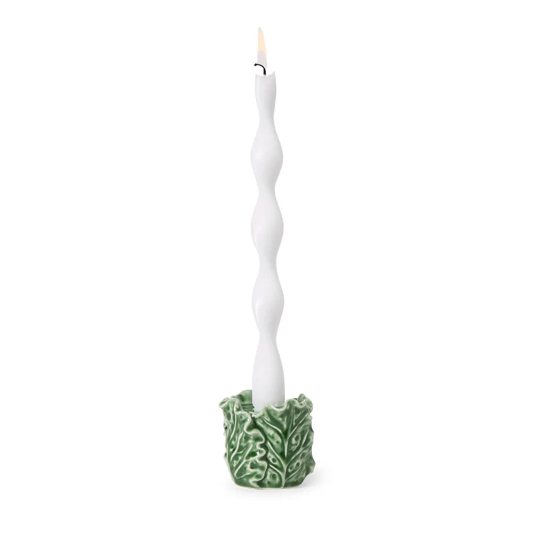 Two's Company Cruciferous Leaf Taper Candleholder