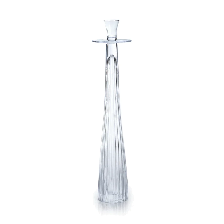 Zodax Tall Ribbed Glass Taper Holder, 21.75"