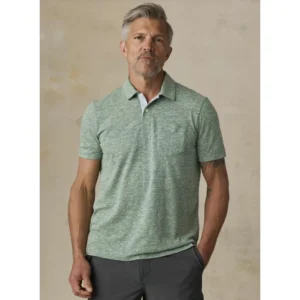 Faherty Short-Sleeve Breeze Polo - Woodsy Green Heather