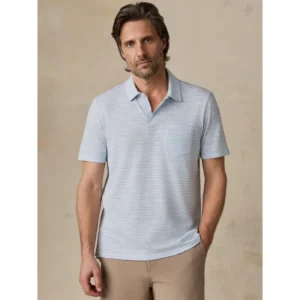 Faherty Short-Sleeve Breeze Polo - Blue Wake Stripe