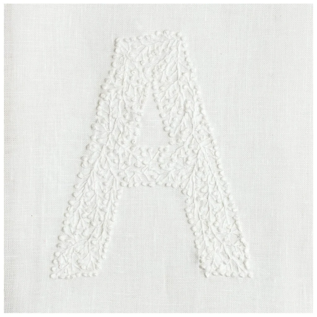 Henry Handwork Monogram Twig Hand Towel - White