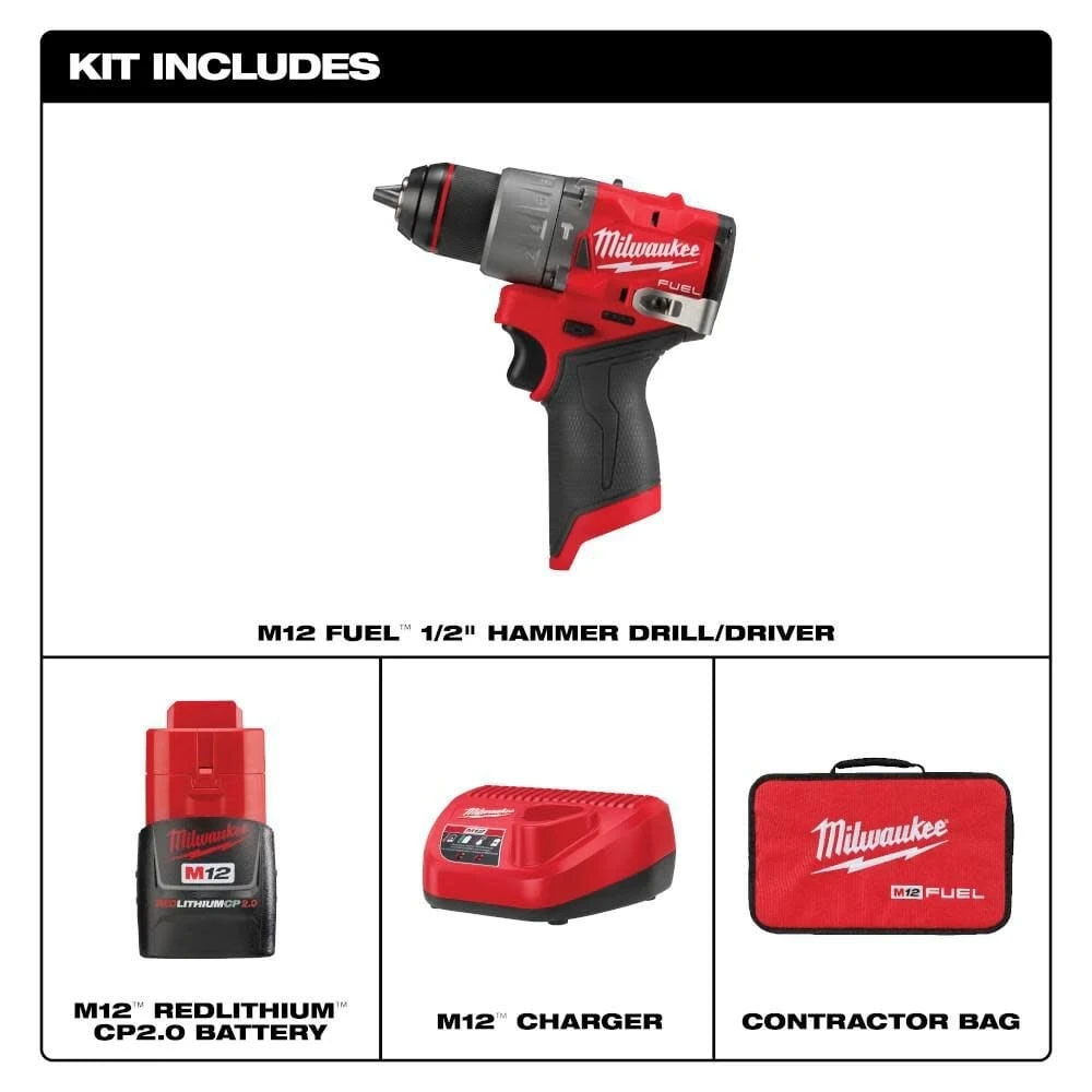 Milwaukee M12 FUEL 1/2" Hammer Drill/Driver Kit