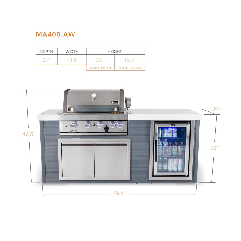 Mont Alpi 4-Burner Artwood Island - Stainless Steel