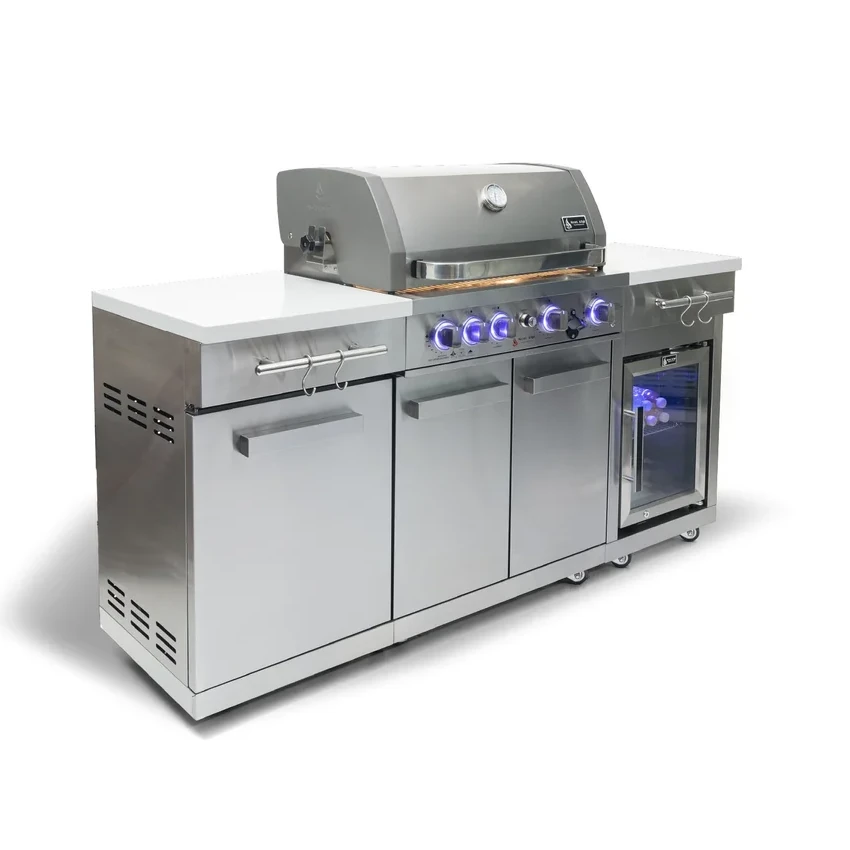 Mont Alpi Compact Island with Refrigerator - Stainless Steel
