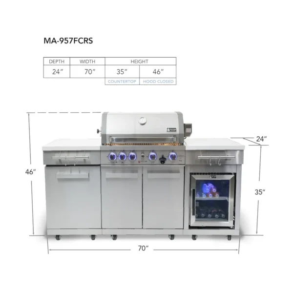 Mont Alpi Compact Island with Refrigerator - Stainless Steel