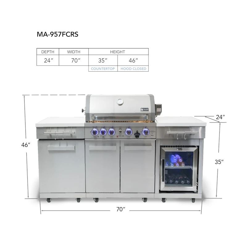 Mont Alpi Compact Island with Refrigerator - Stainless Steel