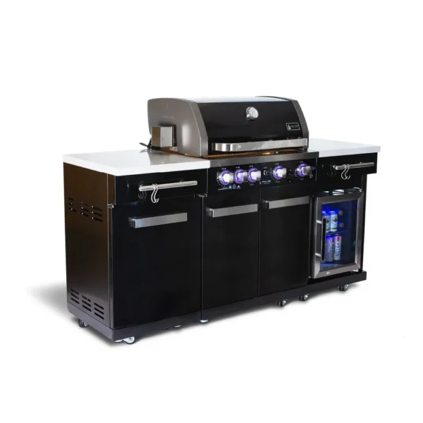 Mont Alpi Compact Island with Refrigerator - Black Stainless Steel