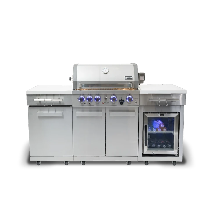 Mont Alpi Compact Island with Refrigerator - Stainless Steel