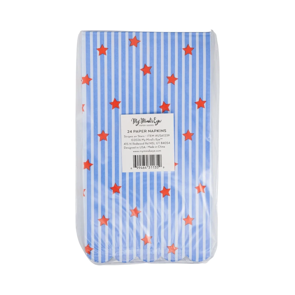 My Mind's Eye - Stripes and Stars Guest Paper Napkins, Pack of 24