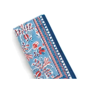 Pomegranate Grecian Palm Napkin - Red, White & Blue