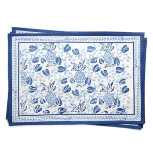 Pomegranate Pineapple Party Placemat - Blue & White