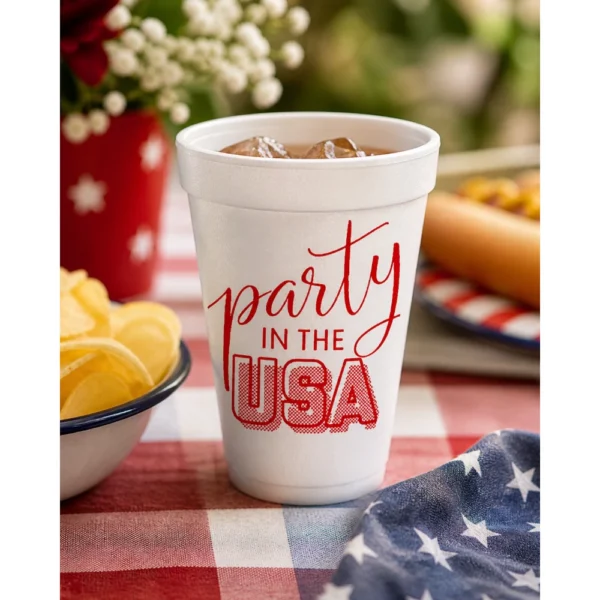 Rosanne Beck Party in the USA Styrofoam Cups, Pack of 10