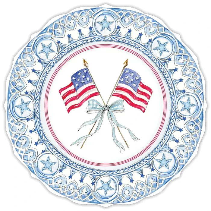 Rosanne Beck Patriotic Plate with Flags Posh Die-Cut Paper Placemats, Pack of 10