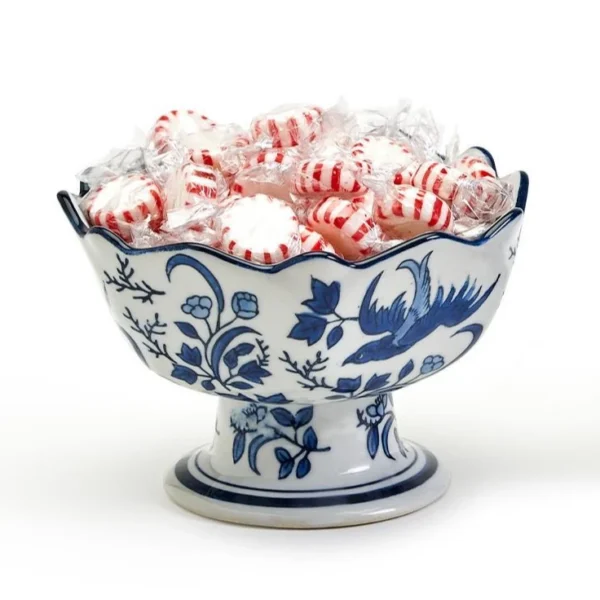 Two's Company Scalloped Edge Footed Porcelain Bowl
