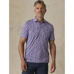 Faherty Short-Sleeve Movement Pique Polo - Orchid Ocean Foliage