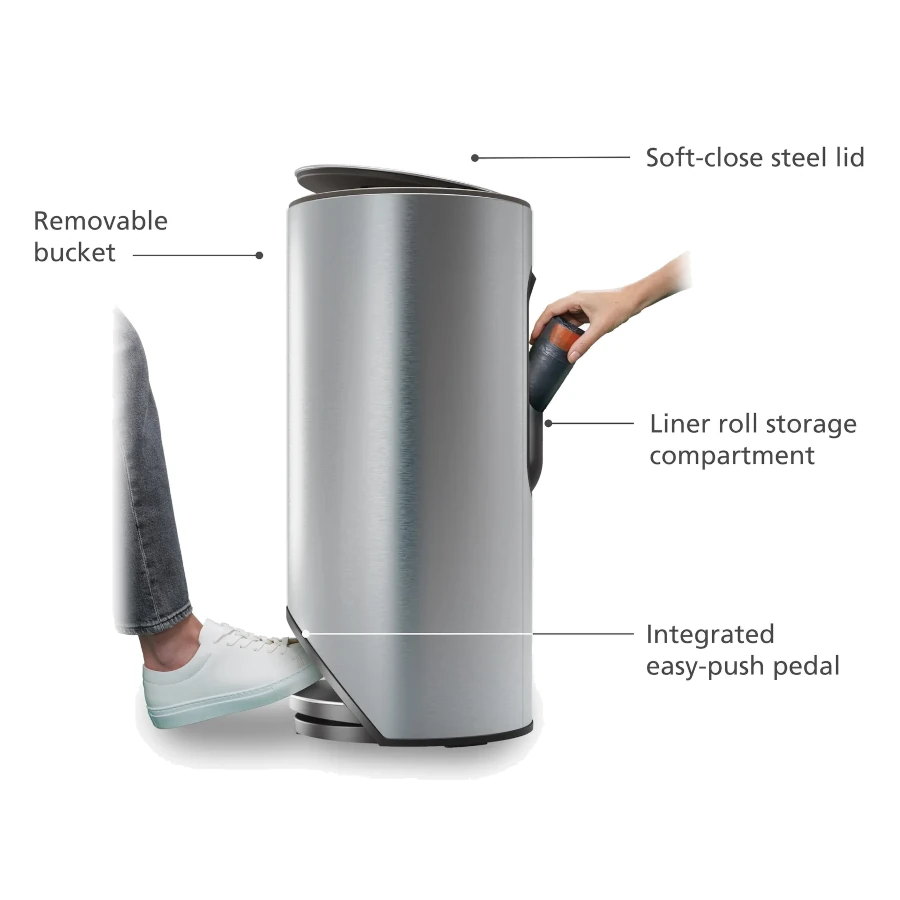Joseph Joseph Arc 30L Stainless Steel Pedal Trash Can