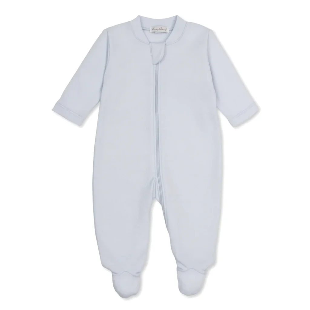 Kissy Kissy Baby Blessings Jacquard Zipper Footie - Light Blue