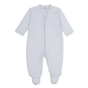 Kissy Kissy Baby Blessings Jacquard Zipper Footie - Light Blue