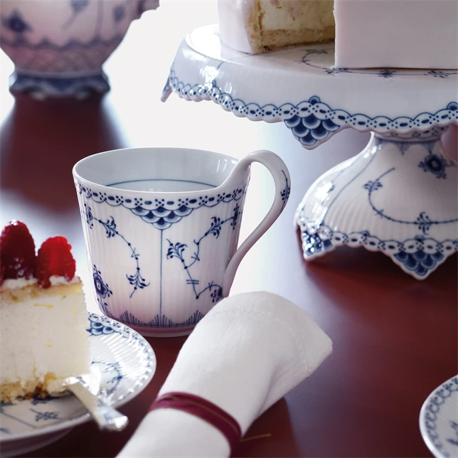 Royal Copenhagen Blue Fluted Half Lace High Handle Cup
