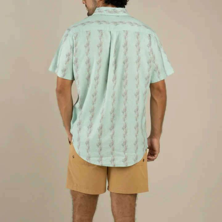 Sendero City Slicker Short Sleeve Shirt - Ocotillo Stripe: Faded Teal