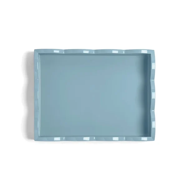 Addison Ross Orange & Chambray Lacquered Scallop Small Two-Tone Tray