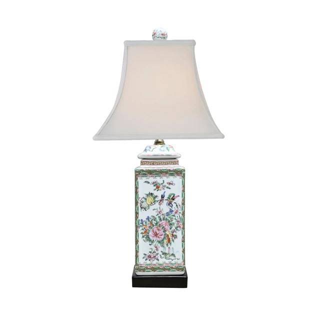 East Enterprises Rose Medallion Square Jar Lamp