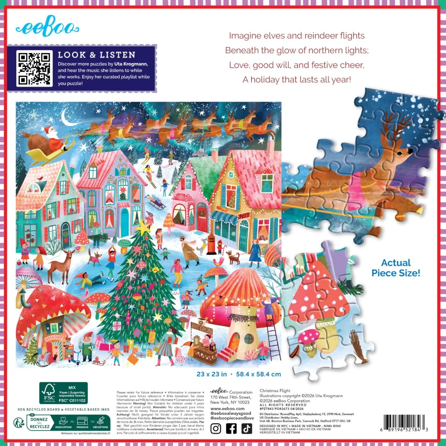 EeBoo Christmas Flight 1000 Piece Puzzle