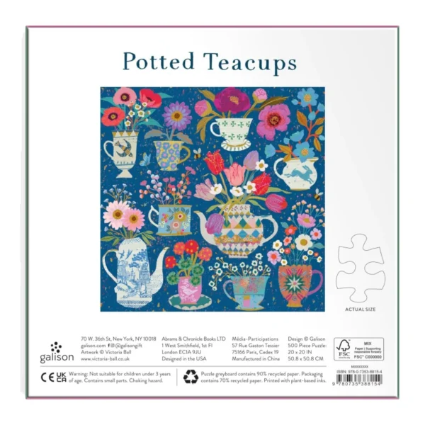 Galison Victoria Ball Potted Teacups 500 Piece Foil Puzzle