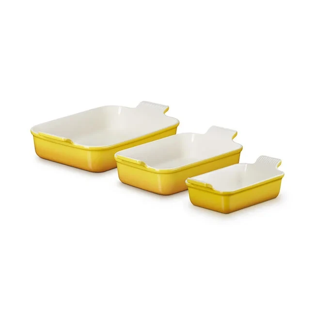 Le Creuset Heritage 3-Piece Rectangular Baking Dish Set - Nectar Le Creuset Heritage 3-Piece Rectangular Baking Dish Set - Nectar
