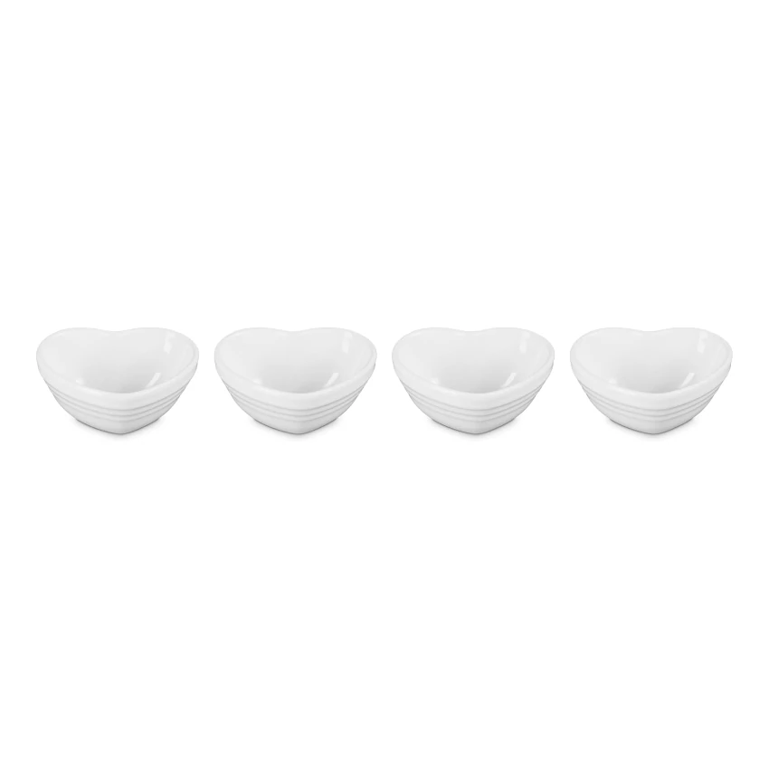 Le Creuset Mini Heart Bowls, Set of 4 - White