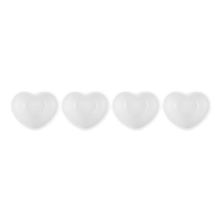 Le Creuset Mini Heart Bowls, Set of 4 - White