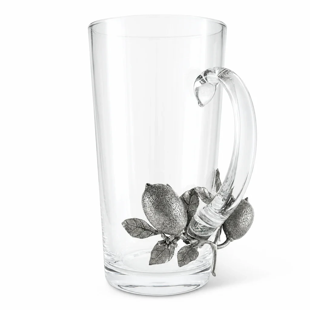Vagabond House - Glass Pitcher with Pewter Lemon Bouquet Handle Vagabond House - Glass Pitcher with Pewter Lemon Bouquet Handle